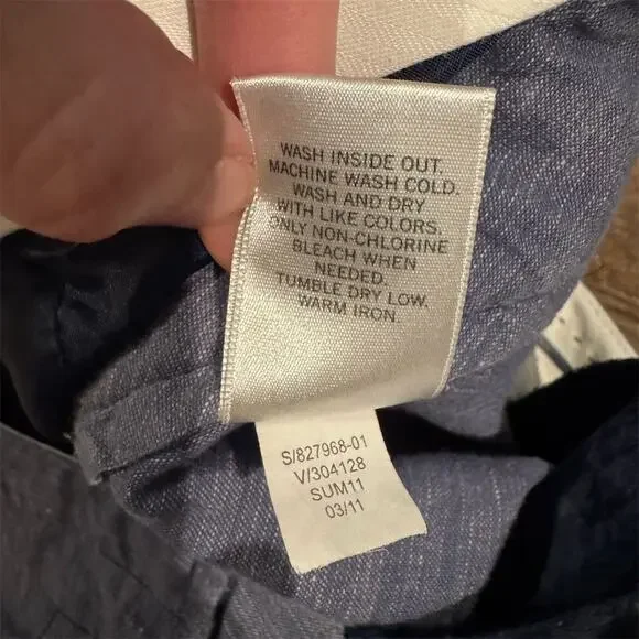 Banana Republic Martin Wide Leg Pants Blue Cotton Linen Lightweight Breathable 6 - Picture 6 of 9